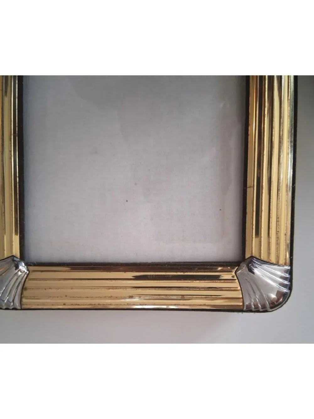 Set Of 4 Vintage Brass & Silver Metal Picture Frames Art Deco Mid Century